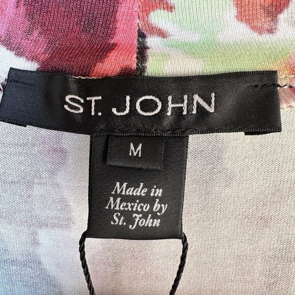 NWT St. John Pink Floral Print Sleeveless Blouse Top Women's Scoop Neck Size M - Picture 4 of 9